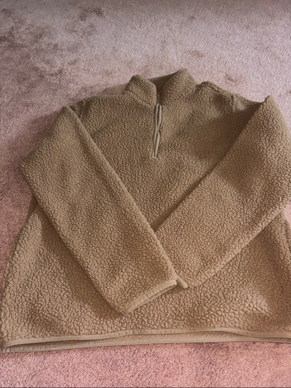 Old Navy Beige Sherpa Half Zip Jacket Carmel